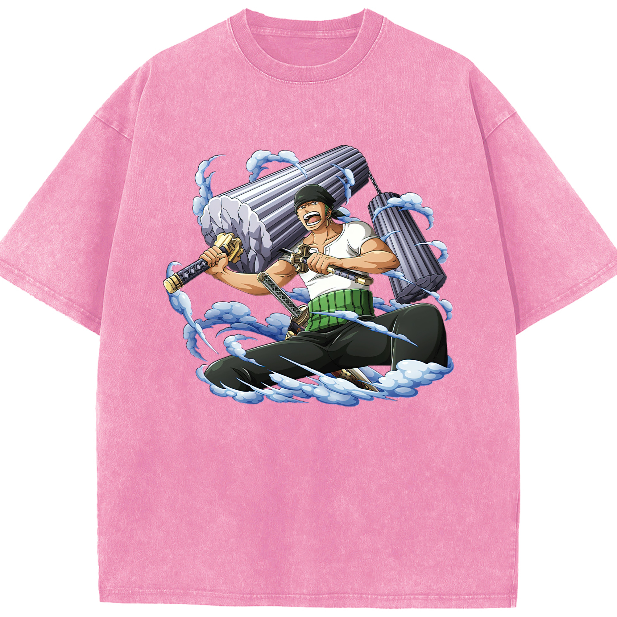 ワンピース ロロノア・ゾロ ONE PIECE Roronoa Zoro 綿100% ヴィンテージ風 半袖Tシャツ（フロントプリント）